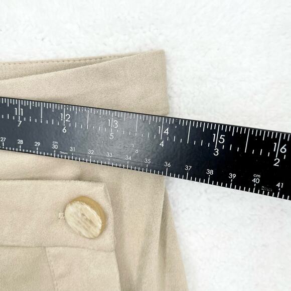 Zara Basic Women's Tan Faux Suede Midi Business Button Size Small Casual Skirt - Picture 4 of 5